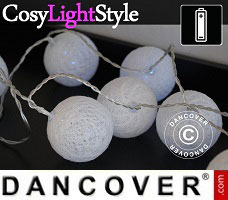 CosyLightStyle 30 LED bomuldskugler, Hvid