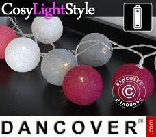 CosyLightStyle 30 LED bomuldskugler, Pink mix
