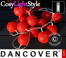 CosyLightStyle 30 LED bomuldskugler, Rød